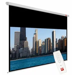 Elektriska projekcijas ekrāns AVTEK Video Electric 270, 4:3, redzamā zona 195×260 cm, griestu/ sienas stiprinājums, 20 cm melns nobīde, 5 cm apmales