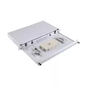 Patch panel A-LAN FOP-1U-24SCS-S — 24 SCS ports, 1U steel, grey