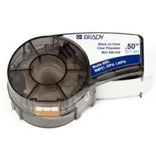 Self-adhesive printer label Brady 110900 — acrylic/polyester, 1.27 cm × 6.4 m, gloss, black/translucent/white