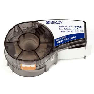Self-adhesive printer label Brady M21-375-430, transparent polyester, 9.53 mm × 6.4 m