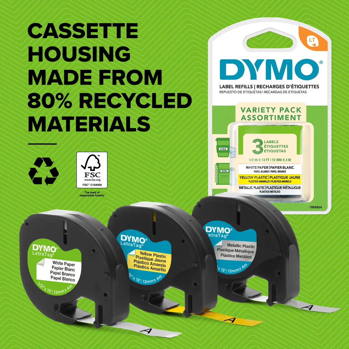 Пластиковые ленты DYMO LetraTag S0721640 12мм х 4м Зеленые Photo 9