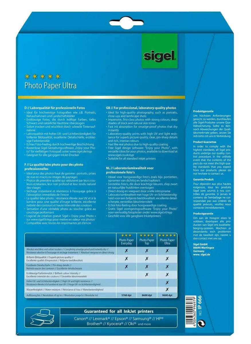 Fotopapīrs Satīns A4 Sigel InkJet Ultra Photo 2