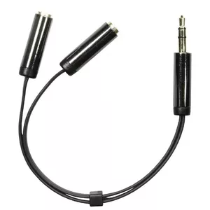 Audio Cable Deltaco AUD-200 0.1m 3.5mm 2 x 3.5mm Black