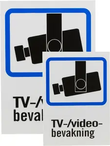 Deltaco 20-005 Square Self Adhesive Warning Sign in Black, Blue, and White