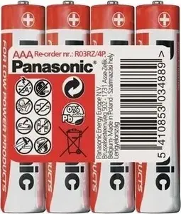 Sārmainās AAA baterijas Panasonic R03RZ/4P — komplekts 4 gab., izmērs R03 (AAA)