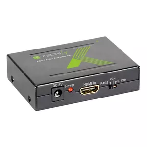 Audio ekstrahēšanas ierīce TECHLY HDMI-EA — HDMI uz SPDIF (optiskais) + RCA L/R, 5 V, melns, 77×64×23 mm