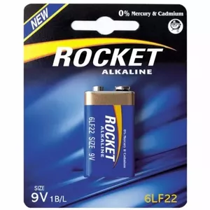 Baterija 9V ROCKET 6LR22-1BB — alkaliskā 9V, blistera iepakojumā (1 gab.)