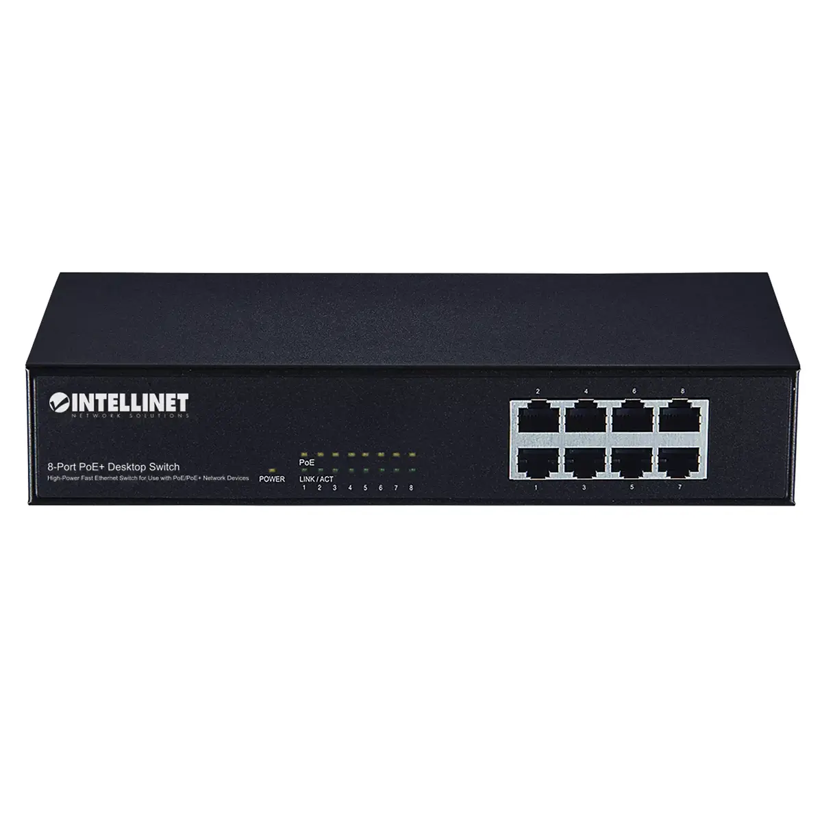 Switch, Intellinet 8-Port Fast Ethernet PoE+ Switch, 560764 Photo 3