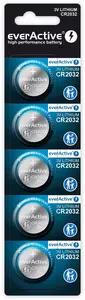 Viena lietošanas litija pogu akumulators everActive CR2032, 3 V, CR2032, 5 gab., 20 × 3,2 mm
