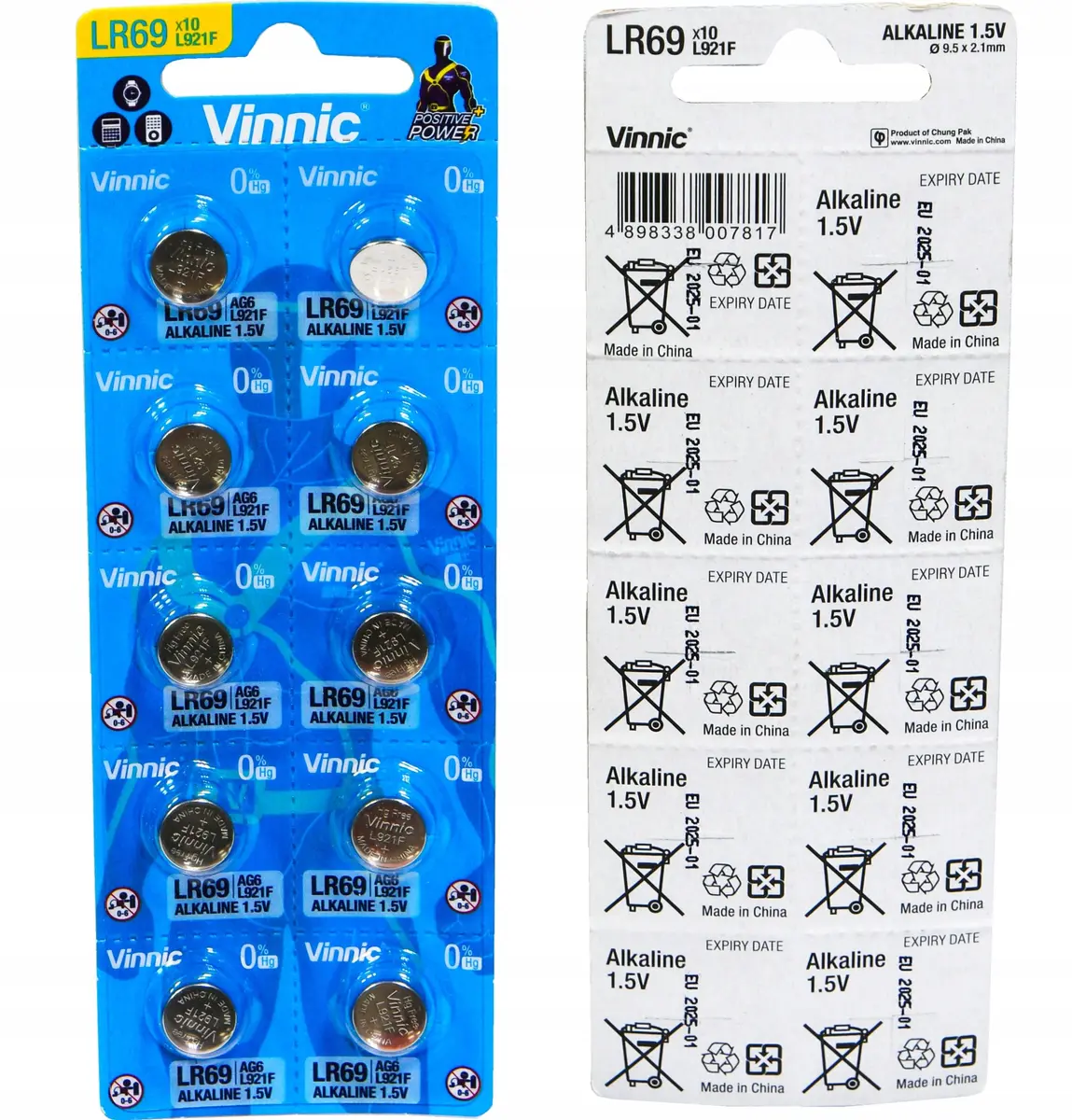 alkaline button battery VINNIC AG6-10BB — 10 pcs Photo 2