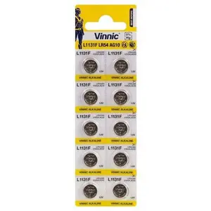 Батарея VINNIC AG10 (VIG10B10) 1,5 В щелочные кнопочные элементы, блистер 10 шт.