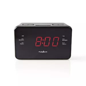 Digital alarm clock Nedis CLAR002BK — LED display, AC 220–240V, 130×80×70 mm, black