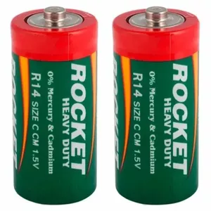 Щелочная батарейка типа C ROCKET R14-2AA — 2 шт., целлофановая упаковка