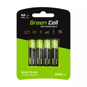 Rechargeable battery Green Cell GR01 AA NiMH 1.2 V 2600 mAh, 4 pcs, green