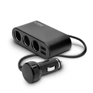 Автомобильное USB‑зарядное SAVIO SA-024 — универсальное, вход 12–24 В, выход 5 В, чёрное, прикуриватель