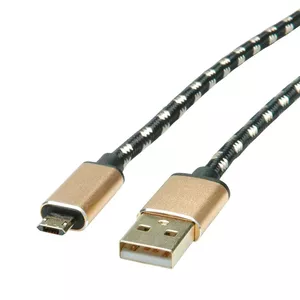 USB Cable ROLINE 11.02.8819 USB 2.0 0.8m USB C Micro-USB B Black Gold