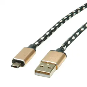USB cable ROLINE 11.02.8820 USB 2.0 1.8 m USB C Micro-USB B Black Gold