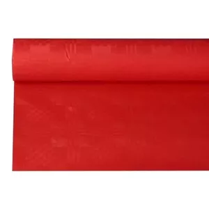 Rectangular Paper Tablecloth Papstar 18598 120 x 800 cm, Red, damask pattern