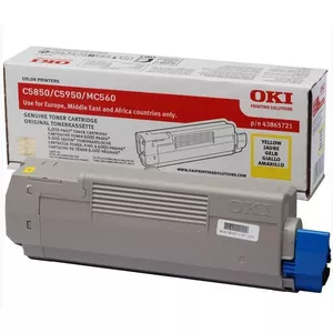 Toneris OKI 43865721 līdz 6000 lapām Dzeltena