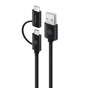 ALOGIC U2CMC-01BLK USB 2.0 Combo Cable USB-A to USB-C and Micro-USB-B 1m