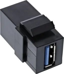 InLine USB 3.1 Snap-In module USB-A F/F 90° angled black housing
