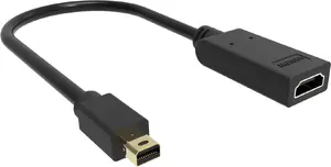 Video kabeļa adapteris Vision TC-MDPHDMI/BL Mini DisplayPort vīrišķais uz HDMI Type A sievišķais melns 4K 60Hz zeltīti savienotāji HDMI 2.0