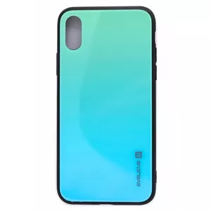 Protective Gradient Glass Case Evelatus for iPhone X / Xs, model 6 Lagoon, tempered back, fitted cutouts
