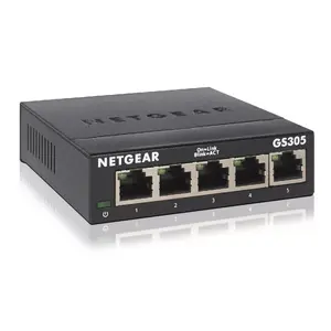 Unmanaged switch Netgear GS305 — 5x Gigabit RJ-45, metal housing, LED indicators, 10 Gbit/s switching capacity