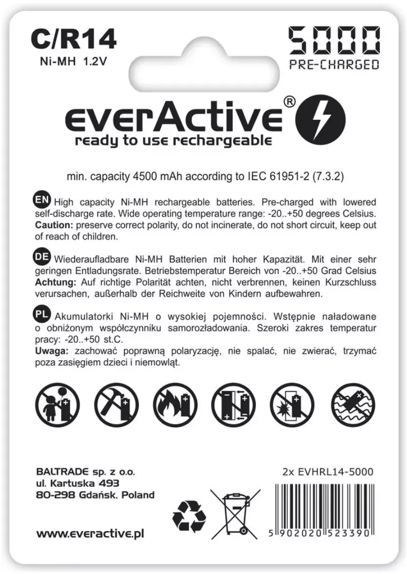 Uzlādējams akumulators everActive EVHRL14-5000 (NiMH) Photo 2