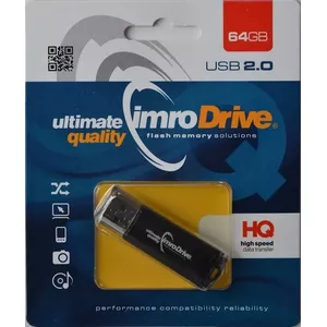 USB флеш-накопитель IMRO BLACK/64GB, 64 ГБ, USB Type-A, USB 2.0, колпачок, черный