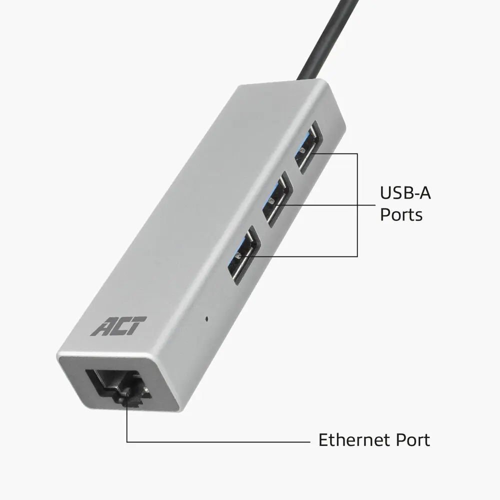 USB-C хаб ACT AC7055 с Gigabit Ethernet и 3x USB-A Photo 10