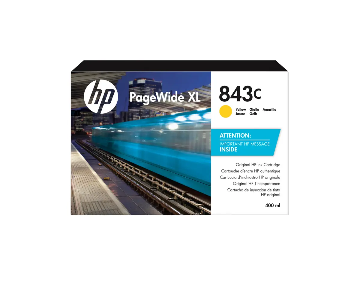 HP 843C Dzeltena PageWide XL tintes