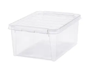 SmartStore Classic 15 Storage Box, 14 Liters, Transparent with White Clips