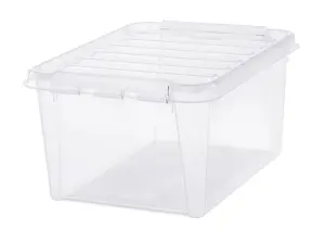 SmartStore Classic 31 Storage Box, 32 Liters, Transparent with Black Clips