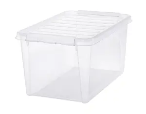 SmartStore Classic 45 Storage Box, 47 Liters, Transparent with White Clips