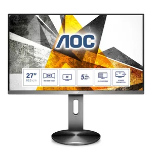 AOC U2790PQU 27 collu 4K Ultra HD IPS monitors, 3840 x 2160, 5ms, melns