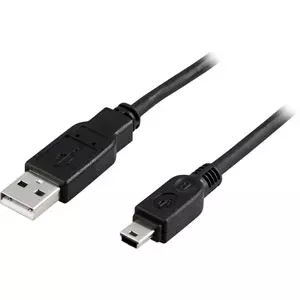 Deltaco USB 2.0 Cable A/mini B, 1m USB kabelis USB A Mini-USB B Melns