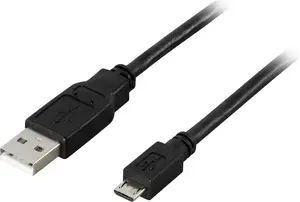 DELTACO USB-301S USB 2.0 Cable USB A to USB A and Micro-USB B Male to Male 1 m Black 0.48 Gbit/s