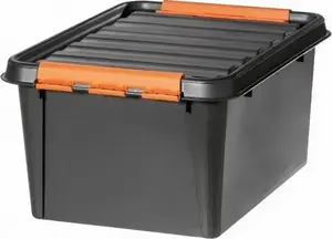 Uzglabāšanas kaste SmartStore PRO 31 — 32 l, melna, 390×500×260 mm, ar aizslēgiem-klipšiem