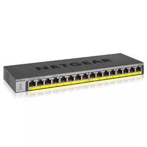 Unmanaged switch Netgear GS116PP — 16-port Gigabit (10/100/1000), 183W PoE budget, rack-mountable, 54V DC input