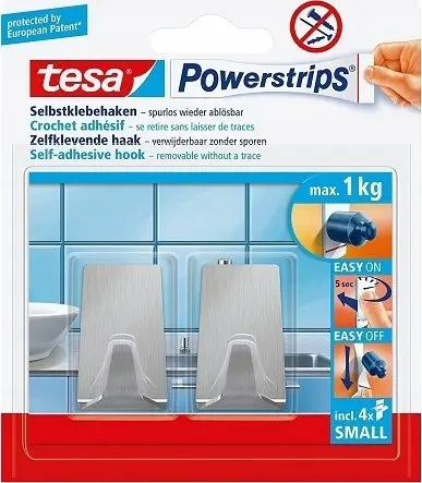 Dvieļu āķis TESA 57066-00000 Metālisks 2