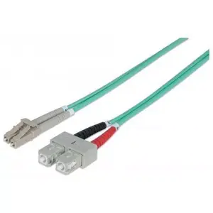 Оптический кабель INTELLINET SC–LC многомодовый OM3 50/125, 3 м, дуплекс, аква