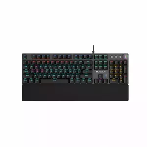 Canyon Wired Gaming Keyboard,Black 104 mechanical switches,60 million times key life, 22 types of lights,Removable magnetic wrist rest,4 Multifunctional control knob,Trigger actuation 1.5mm,1.6m Braided cable,US layout,dark grey,