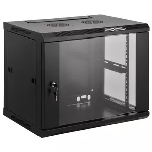 Intellinet Network Cabinet, Wall Mount (Standard), 6U, Usable Depth 350mm/Width 540mm, Black, Assembled, Max 60kg, Metal & Glass Door, Back Panel, Removeable Sides,Suitable also for use on desk or floor, 19",Parts for wall install (eg screws/rawl plugs) not included