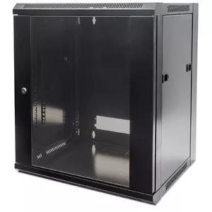 Intellinet Network Cabinet, Wall Mount (Standard), 12U, Usable Depth 260mm/Width 510mm, Black, Flatpack, Max 60kg, Metal & Glass Door, Back Panel, Removeable Sides,Suitable also for use on desk or floor, 19",Parts for wall install (eg screws/rawl plugs) not included