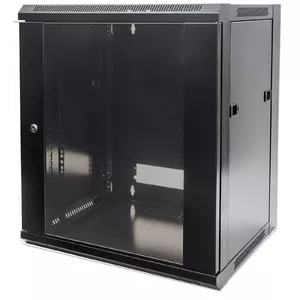 Intellinet Network Cabinet, Wall Mount (Standard), 12U, Usable Depth 410mm/Width 510mm, Black, Flatpack, Max 60kg, Metal & Glass Door, Back Panel, Removeable Sides,Suitable also for use on desk or floor, 19",Parts for wall install (eg screws/rawl plugs) not included