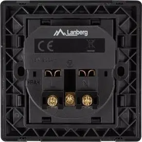 LANBERG AC-WS01-USB2-E-B Sienas kontaktligzda AC ar