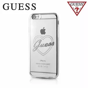 Smartphone TPU case GUESS for Apple iPhone 7 / 8 — Heart Silver design