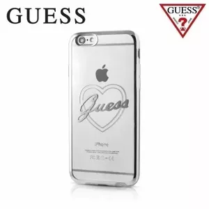 GUESS GUHCP7LTRHS Signature Heart Super plāns silikona Aizmugures maks Apple iPhone 7 Plus 5.5inch Caurspīdīgi Sudrabains