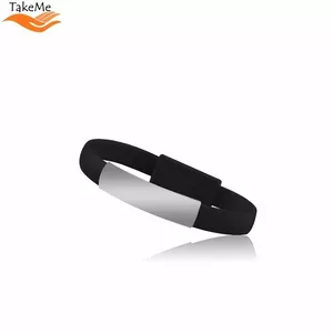 TakeMe 2в1 Элегантный браслет & провод для быстрой подзарядки 2.1A и передачи данных USB на Lightning (21cm) Черный